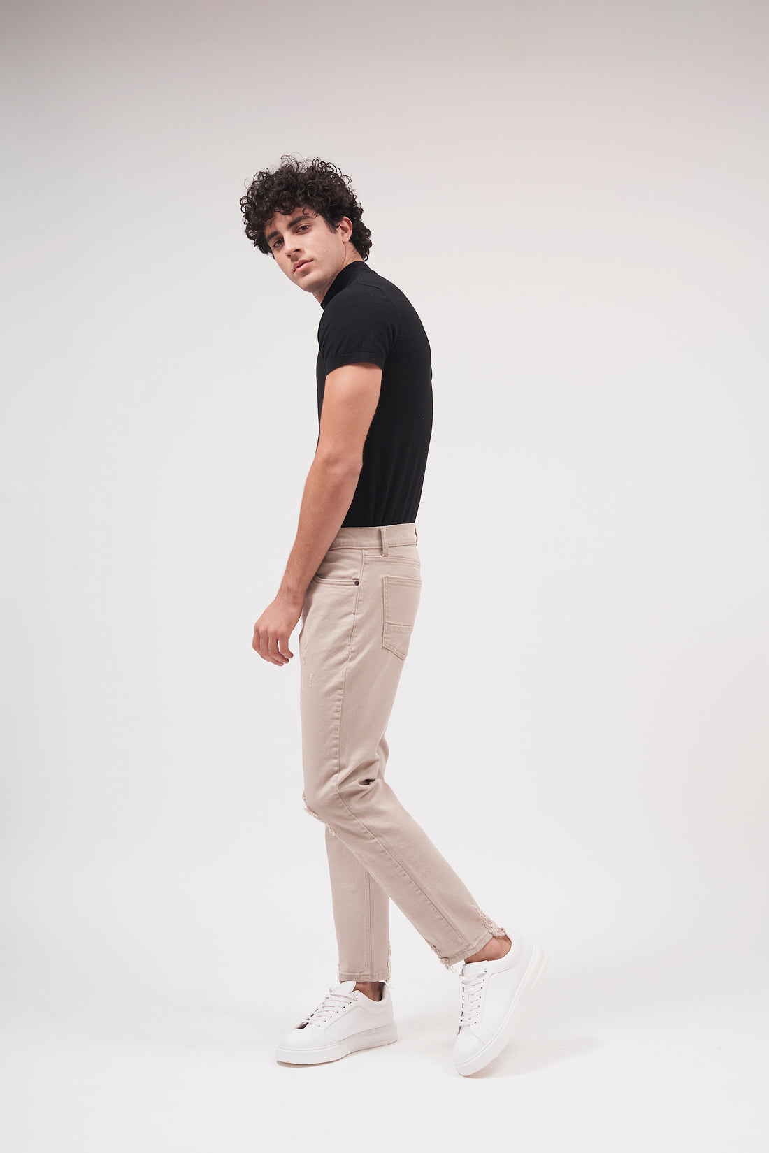 JEANS SLIM BEIGE ROTO 8017