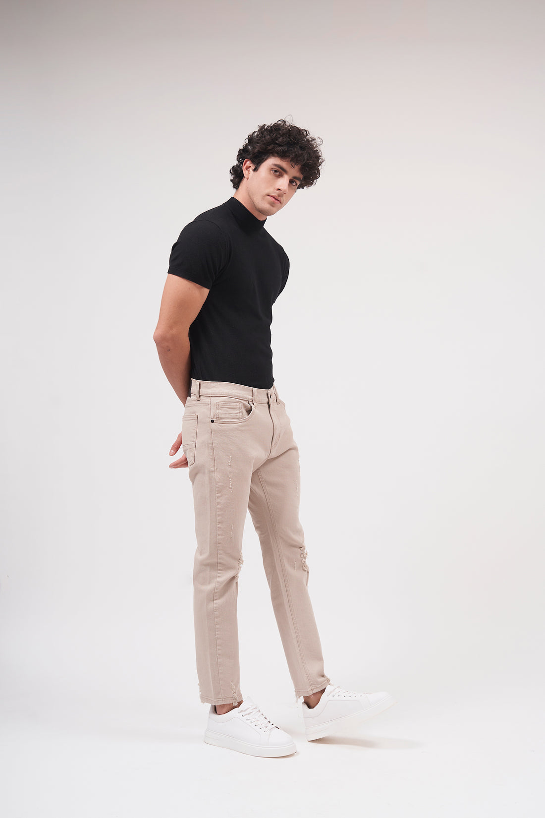 JEANS SLIM BEIGE ROTO 8017