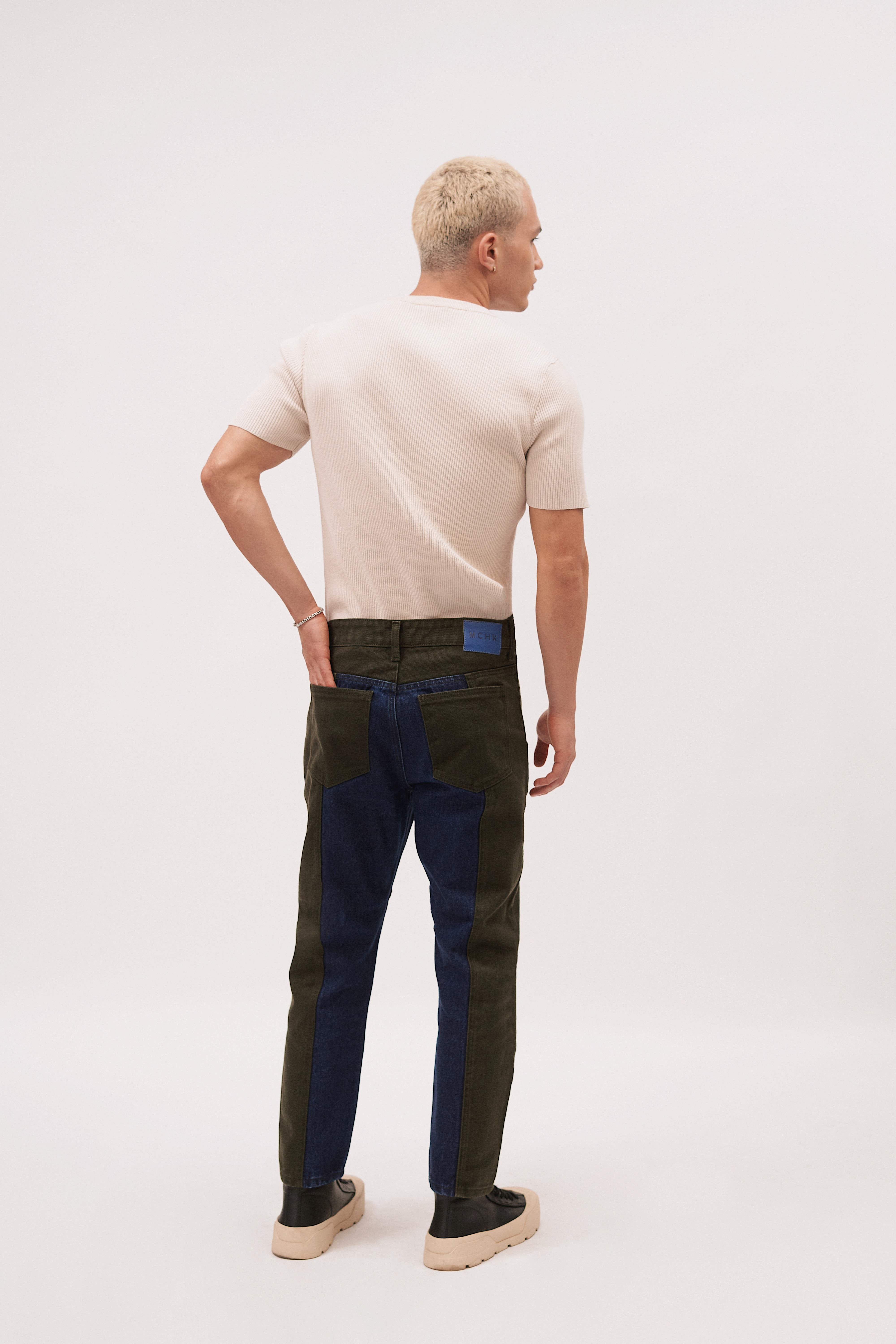JEANS CROPPED COMBINADO MILITAR AZUL 8070