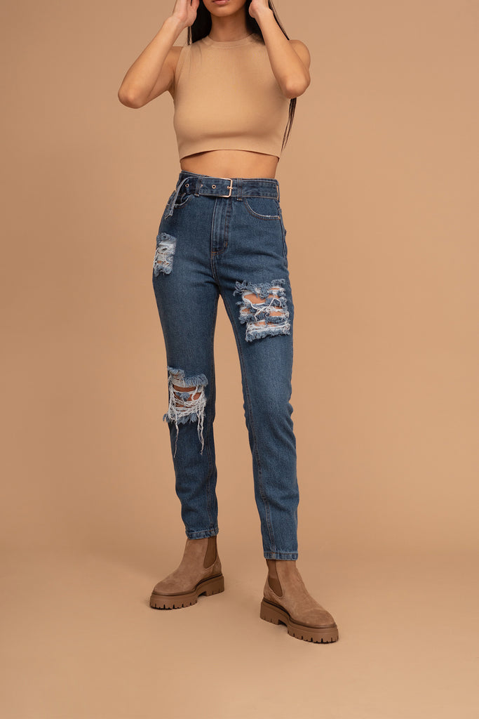 Jeans tiro best sale alto rotos